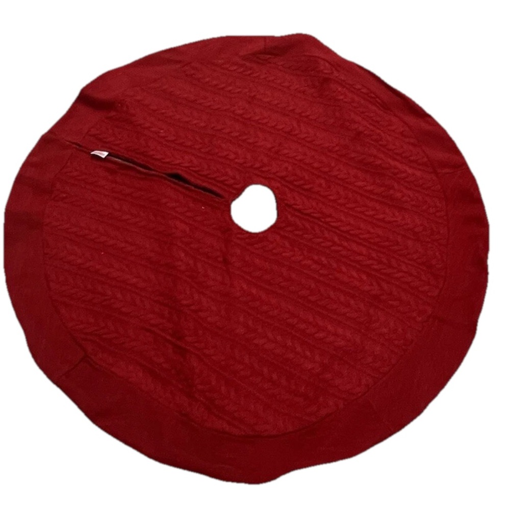Red Knit Sweater Pattern Tree Skirt - 48”